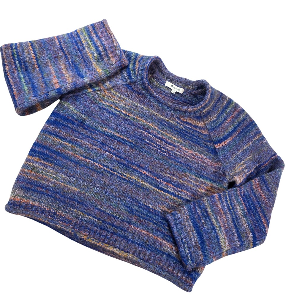 Madewell Space-Dyed Kersdale Pullover Sweater Wool Blend Blue Purple XS Womens